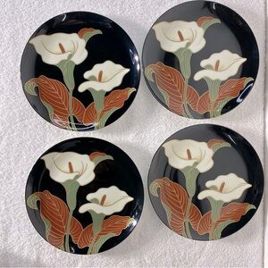 Vintage Fitz and Floyd Calla Lily Fine Porcelain Side Plates X4
